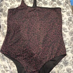 Fabletics Black and Red Patterned One-Piece Swimsuit